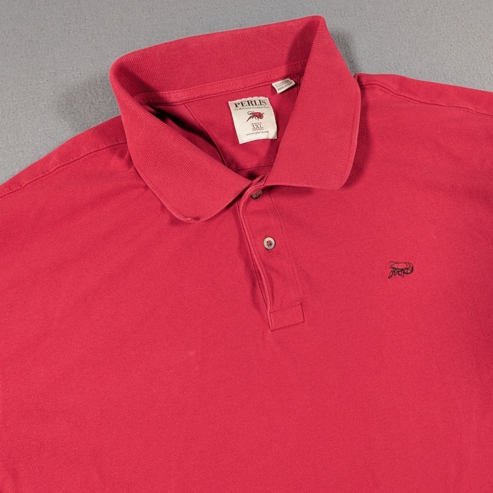 Perlis Polo Shirt Mens 3XL Red Short Sleeve Peruvian Cotton Crawfish Logo